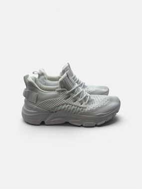 All-White Knit Athletic Sneakers